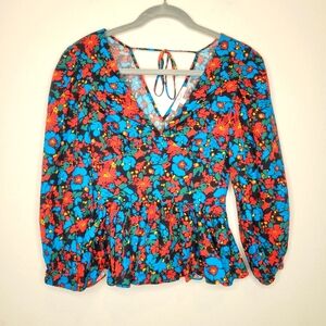 Derek Lam Cross By 10 Floral V-Neck Women's Top Size 4